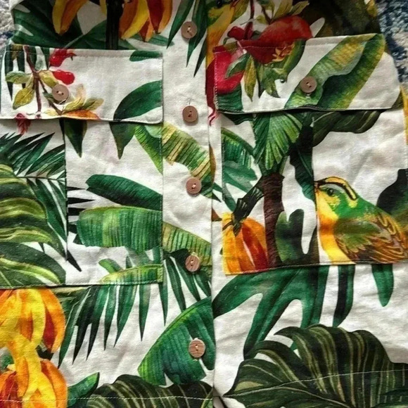 House of Harlow 1960 tropical bird and flower linen cargo dress XS NWOT - Picture 5 of 7